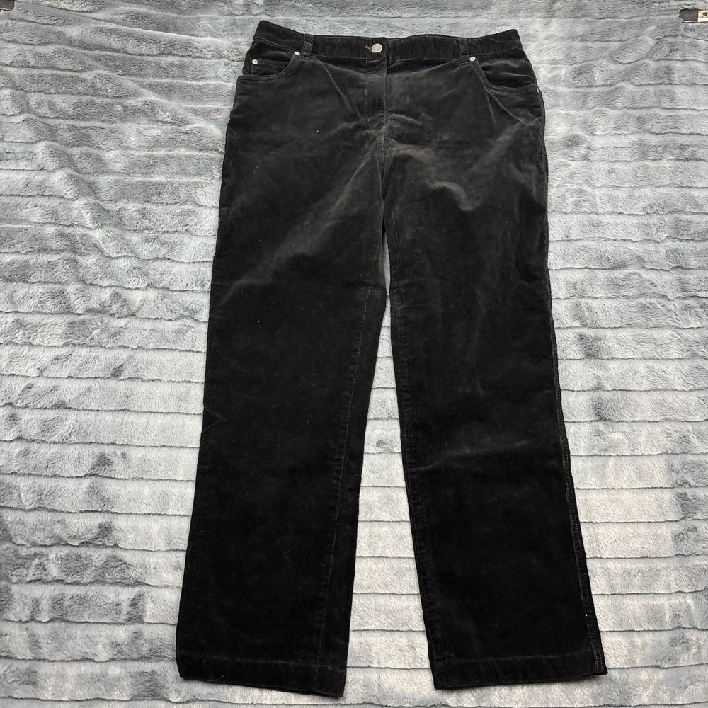 Woolrich Womens Black Corduroy Straight Leg Pants Size 12 Stretch A1030 BLK